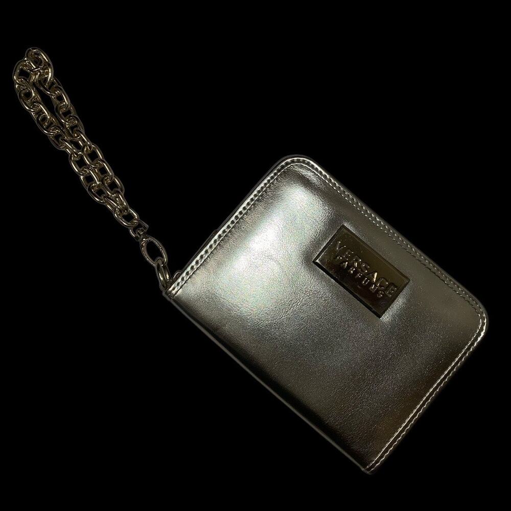 Versace Parfums Gold Organizer Wallet Clutch Purse Accessories Rare Find